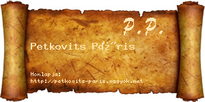 Petkovits Páris névjegykártya